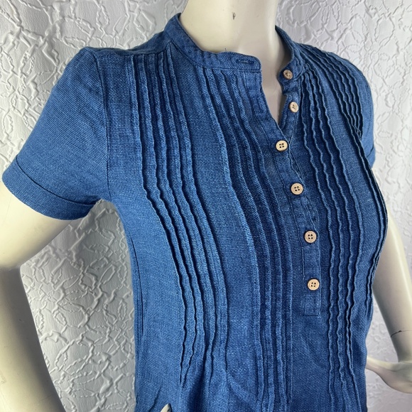 Faherty linen Blue Basketweave Hana dress - Picture 4 of 11